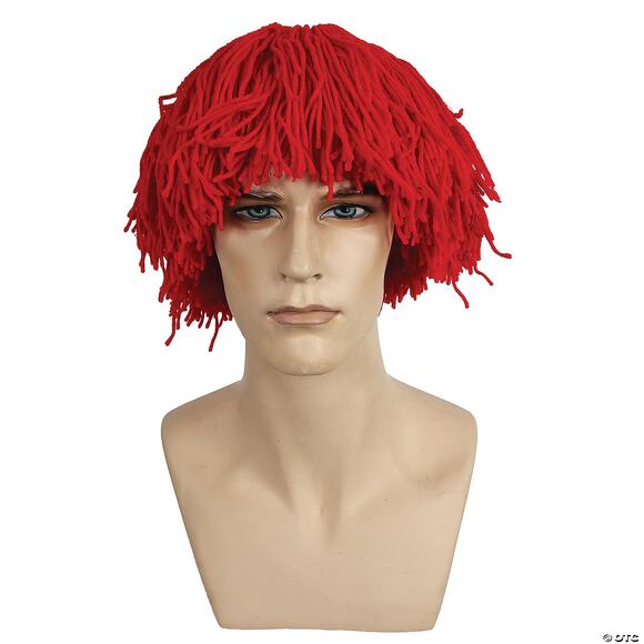 ADULT RAGGEDY ANDY RAG BOY MOP RED LACEY WIG COSTUME DRESS ACCESSORY - Picture 1 of 2